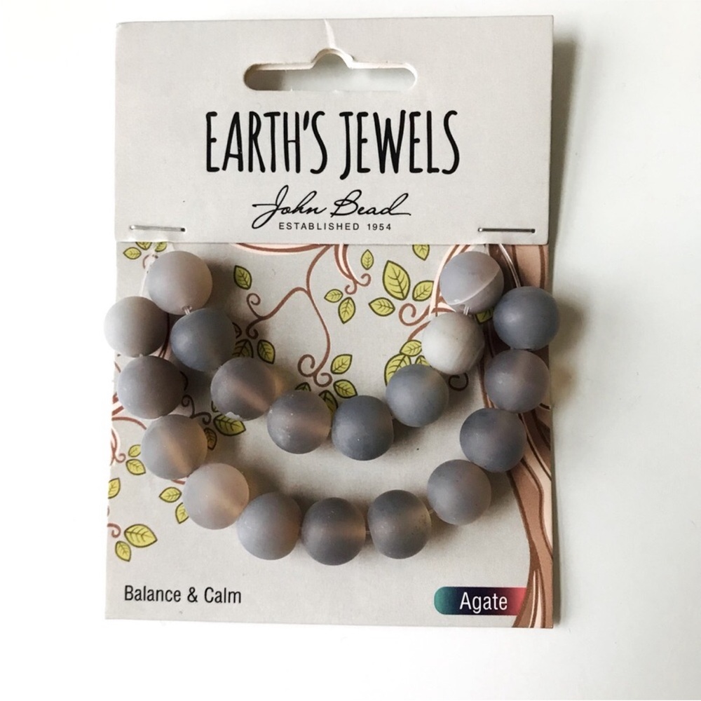 John Bead Earth's Jewels Striped Brown Agate Crystal Bead Strand, NWT
